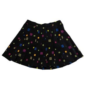 Vintage 80s 90s Neon Geometric Pleated Mini Skirt LSH